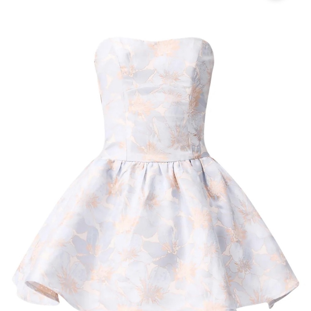 Elliatt Strapless NWT Fiorella Floral Jacquard Baby Blue mini dress